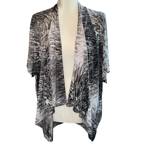 CHICO'S WATERCOLOR PRINT OPEN FRONT CARDIGAN KNIT TOP #12 - Picture 1 of 3